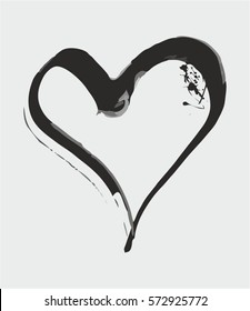 Hand drawn splatter heart. Vector illustration.