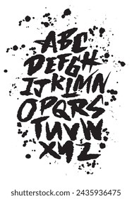 Hand Drawn Splattered Paint Graffiti Alphabet
