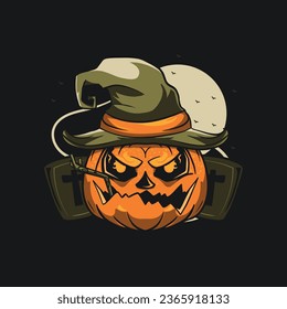 hand drawn spooky pumkin illustration