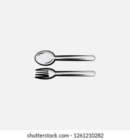 hand drawn spoon and fork icon template design