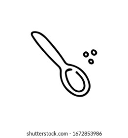 Hand drawn spoon and grains doodle vector illustration isolated on white background. Black outline symbols. Design for greeting cards, scrapbooking, textile, wrapping paper, cafe, restaurant, recipes