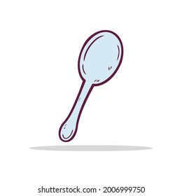 Plantilla de diseño de icono de cuchara dibujada a mano. ilustración del doodle de esbozo vectorial. Perfecto para los conceptos de comida, infografía de dieta, iconos o diseño web, menú de restaurantes callejeros