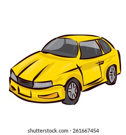 Hand drawn sport car. Cartoon vector illustration