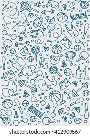 Hand drawn sport doodle set