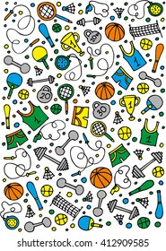 Hand drawn sport doodle set