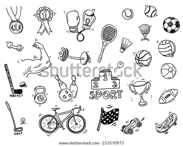 Hand Drawn Sport Doodle Set Stock Vector (Royalty Free) 253570975 ...