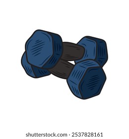 Hand Drawn Sport Equipment Illustration Colored - Dumbbell
