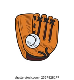 Hand Drawn Sport Equipment Illustration Colored - Baseball Gloves