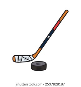 Hand Drawn Sport Equipment Illustration Colored - Hockey