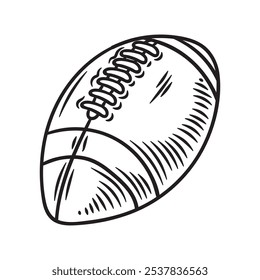 Ilustración de equipo de deporte dibujado a mano incoloro - Rugby Ball