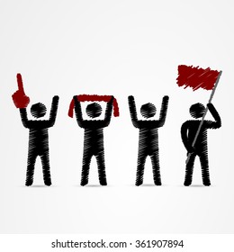 Hand drawn sport fans