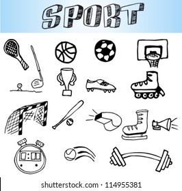 hand drawn sport icon set