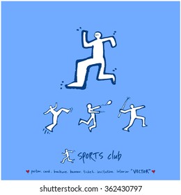 Hand drawn Sport illustration - vector / sports poster background