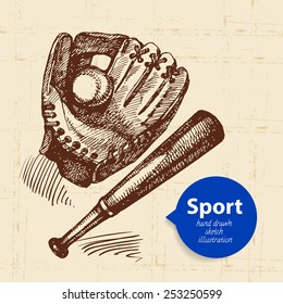 Hand drawn sport object. Sketch tennis rackets. Vector illustration 