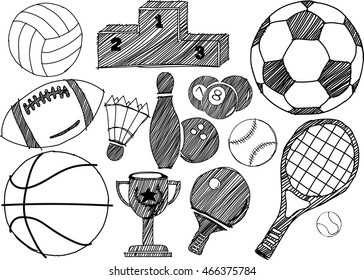 Hand drawn sport set