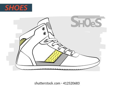 Hand drawn sport shoes. Vector illustration.