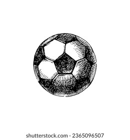 Hand drawn sport sketch football soccer ball. Vector illustration