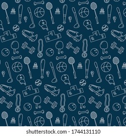 Hand drawn sports accessories pattern vector