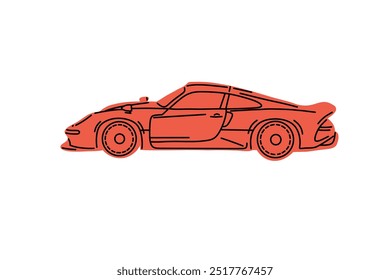 Carros de esporte desenhados à mão. Ilustrações vetoriais para impressões de vestuário e outros usos.