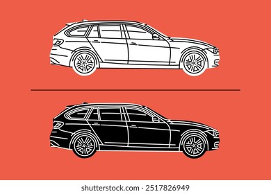 Hand drawn sports cars. Vector illustrations for apparel prints and other uses.