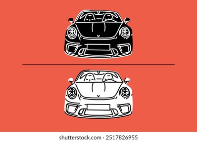 Hand drawn sports cars. Vector illustrations for apparel prints and other uses.
