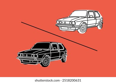  Hand drawn sports cars. Vector illustrations for apparel prints and other uses.