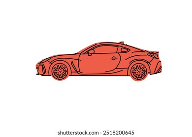  Hand drawn sports cars. Vector illustrations for apparel prints and other uses.