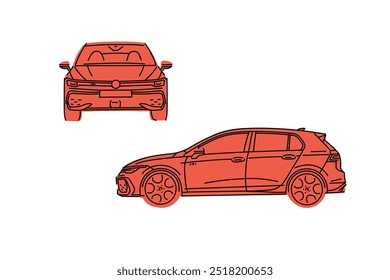  Carros de esporte desenhados à mão. Ilustrações vetoriais para impressões de vestuário e outros usos.