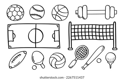 Hand drawn sports icon in doodle style