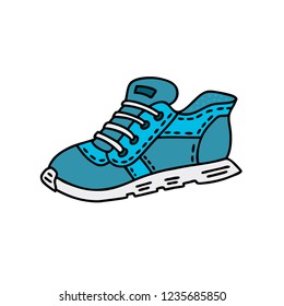 Hand drawn sports shoes. Vector doodle illustration can be used for design poster, discount cards, decorate a shoe store