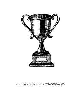 Hand drawn sports sketch trophy award. Vector illustration