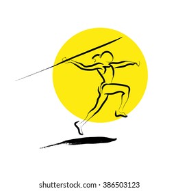 Hand drawn sportsman silhouette sketch. Human athlete figure isolated. Good for any sport competition advertising, poster, placard, leaflet template. Sport magazine article illustration, print. 