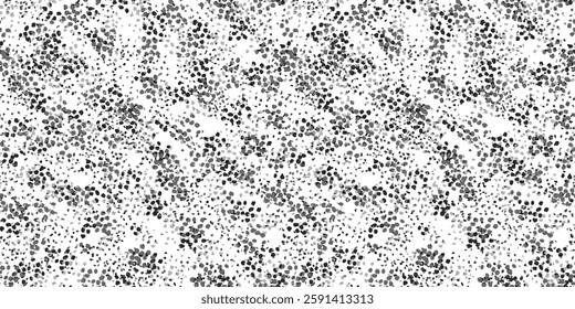 Hand drawn spotted seamless pattern.  Black and white background vector. Texture ornament with abstract shape, dots, spots, drops snowflakes.