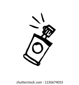 Hand Drawn spray can doodle. Sketch style icon. Decoration element. Isolated on white background. Flat design. Vector illustration.