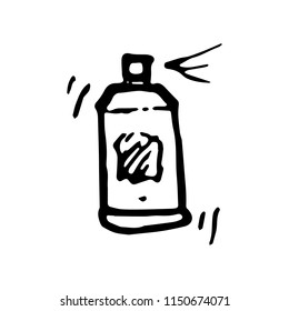 Hand Drawn spray can doodle. Sketch style icon. Decoration element. Isolated on white background. Flat design. Vector illustration.