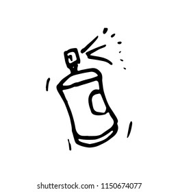 Hand Drawn spray can doodle. Sketch style icon. Decoration element. Isolated on white background. Flat design. Vector illustration.