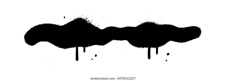 Hand drawn spray-paint graffiti line squiggle. sprayed smear, strikethrough. Doodle style sketchy line. Horizontal wavy strokes