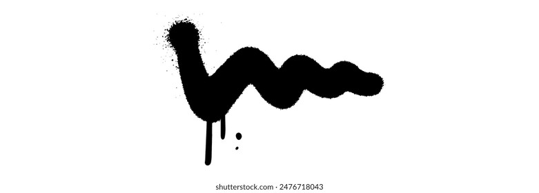 Hand drawn spray-paint graffiti line squiggle. sprayed smear, strikethrough. Doodle style sketchy line. Horizontal wavy strokes