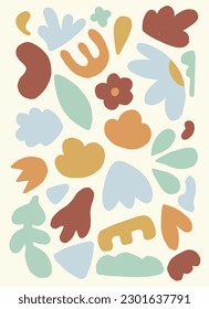 Hand drawn spring abstract colorful illustration of different shapes and colors