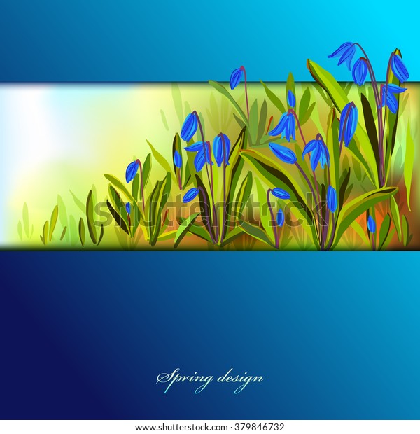Hand Drawn Spring Blue Flowers Spring Stock Vector (Royalty Free) 379846732