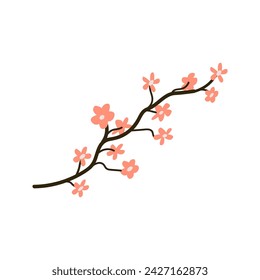 Hand drawn spring cherry blossom, sakura vector illustration. Can used for decoration banner, greeting card, invitation decor. 