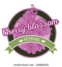 Hand drawn spring cherry blossom icon EPS 10 vector stock illustration