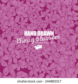 Hand drawn spring cherry blossom background EPS 10 vector stock illustration