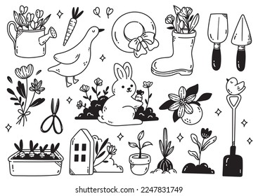 Hand Drawn Spring Doodle Design Elements