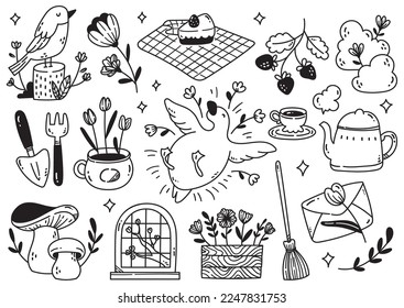 Hand Drawn Spring Doodle Design Elements