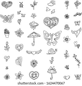 Hand drawn Spring doodle set