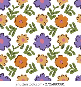 Mão desenhado mola floral padrão sem costura. Cor prado flores vetor fundo.