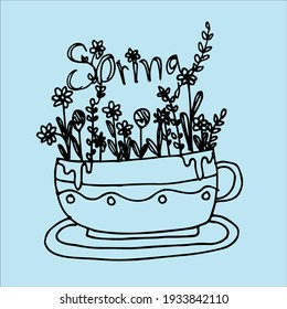 hand drawn spring flower art  easter art 