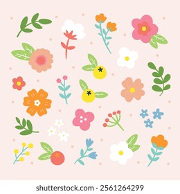 Hand drawn spring flower collection