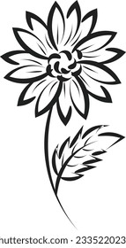 Handgezeichnetes Federblumendesign. Cute Blumendekoration Symbol Vektorgrafik Design